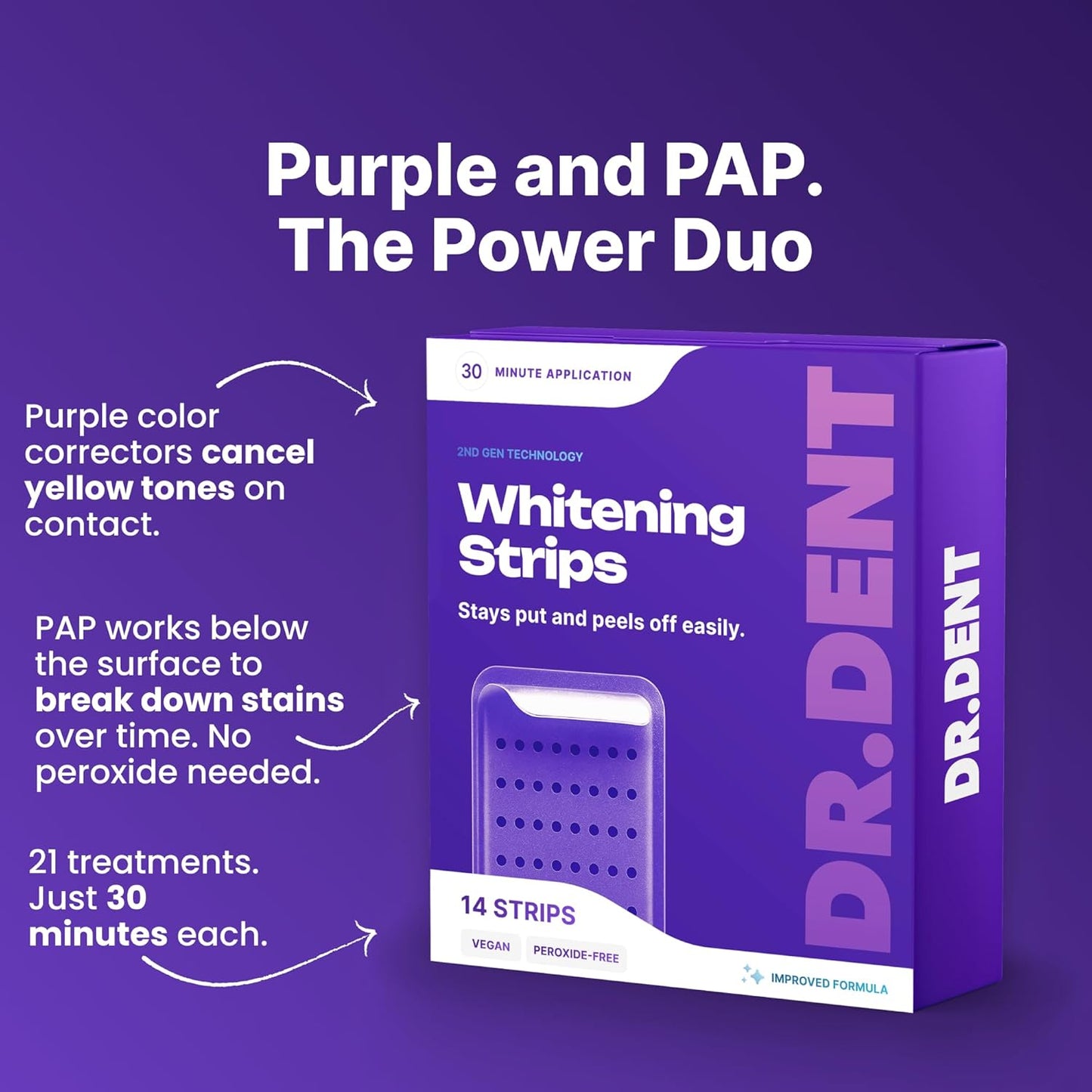 DRDENT Purple Teeth Whitening Strips 21 Treatments